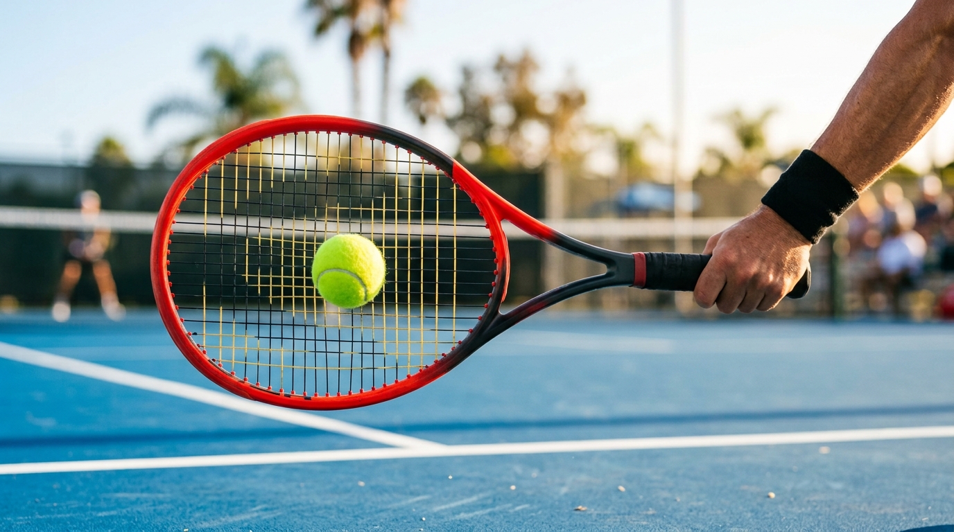 Yonex VCORE 95 7th gen tennis racquet on a US hard court